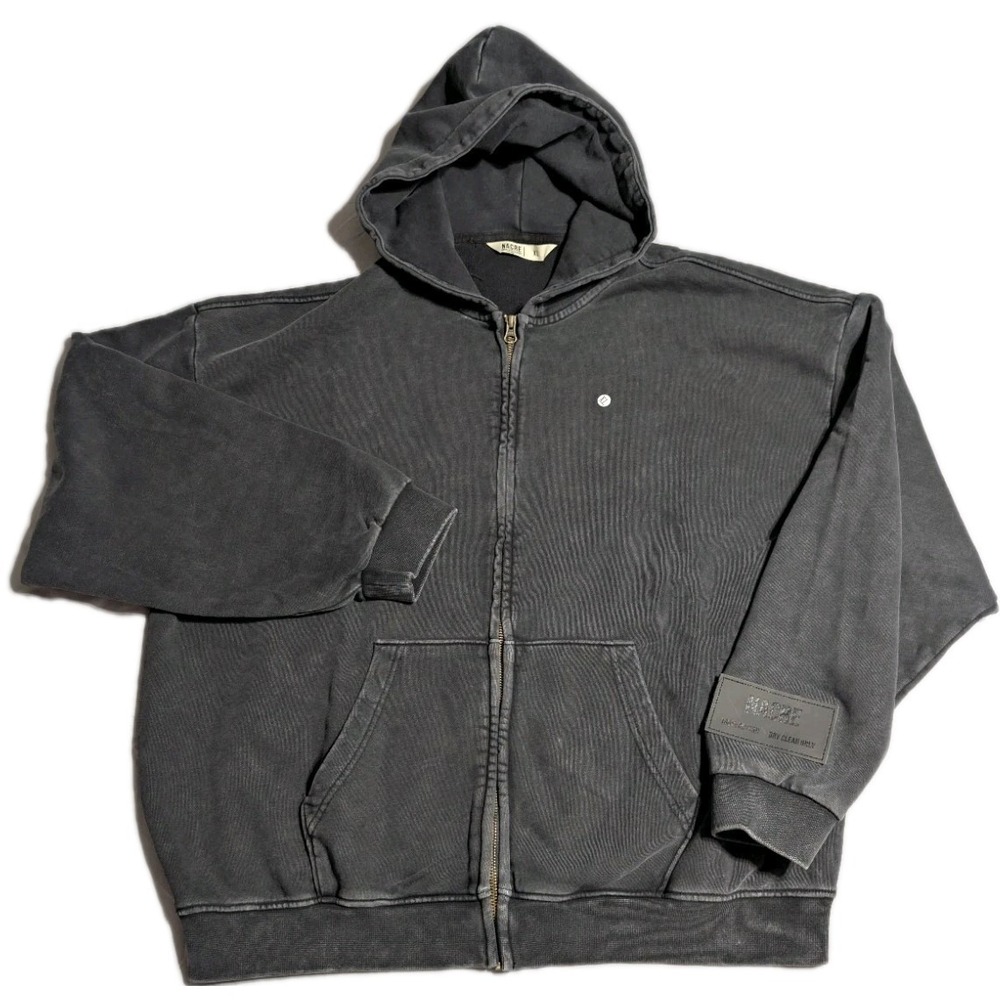 Nacre Full Zip Hoodie XL Gray Garment Dyed Heavyweight Minimalist Streetwear NWT